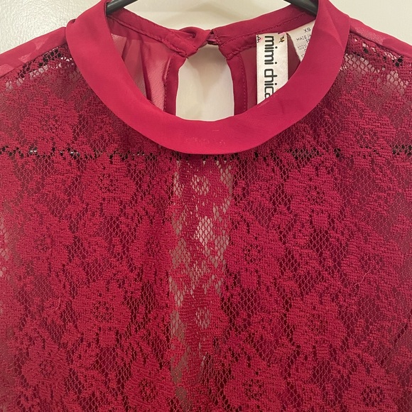 Wine colored flowered print blouse - Picture 3 of 8